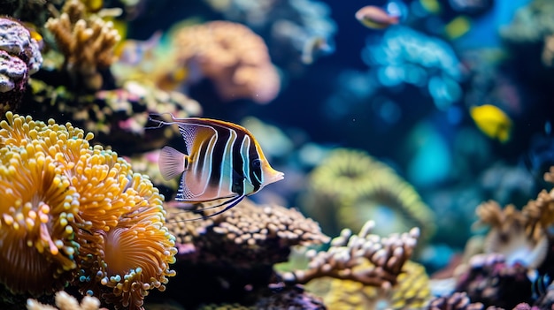 Aquarium fish with coral and aquatic animals hyper detail Generative Ai