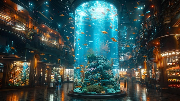 Foto acquario all'interno del centro commerciale