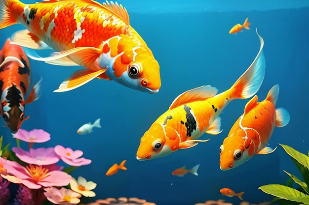 Aquarium Vis Aquarium Mooie Koi Rassen Behang achtergrond illustratie