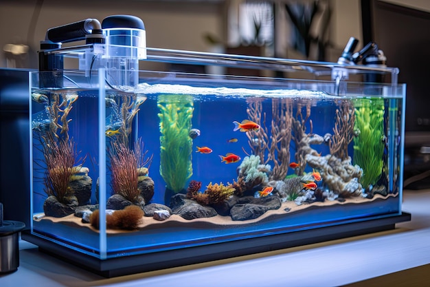 Aquariumfiltratiesysteem met filter en pompen voor een ontspannende soundtrack