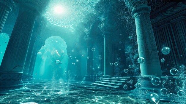 Photo aquatic majesty exploring the depths of an underwater citadel