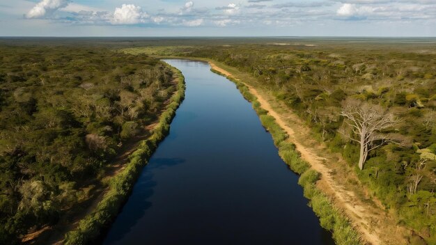 Photo aquidauana mato grosso do sul brazil aerial view of rio negro black river in the brazilian we