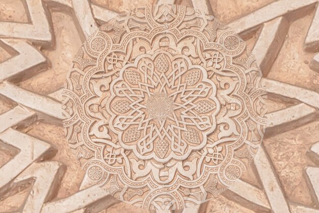 Arab background remanding to Islam culture. Design created using droste effect on a 13th century architectural detail in a mosque.