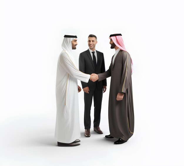 Arab businessmen welcoming each others