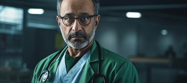写真 アラブ系の子孫の医師 病院の環境における魅力的な現実生活の肖像画
