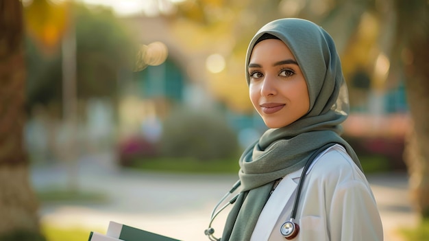 アラブ人の医師看護師イスラム教徒の女の子ヘッドスカーフマレーシアの健康医療イスラム女性のケア女性アラビアの健康