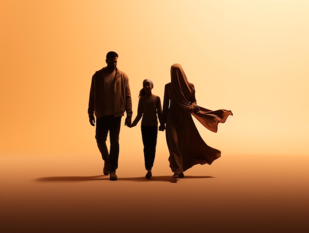 arab family culture Legacy of Love Traditional Arab Family Silhouettes on a peach background Copy space