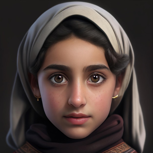 Arab girl with oval face has big nose Generative AI