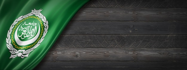 Arab League flag on black wood wall