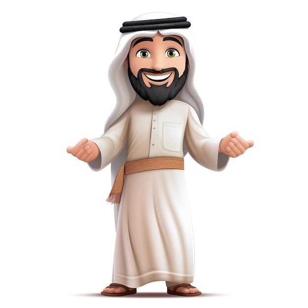 arab man cartoon character on White background