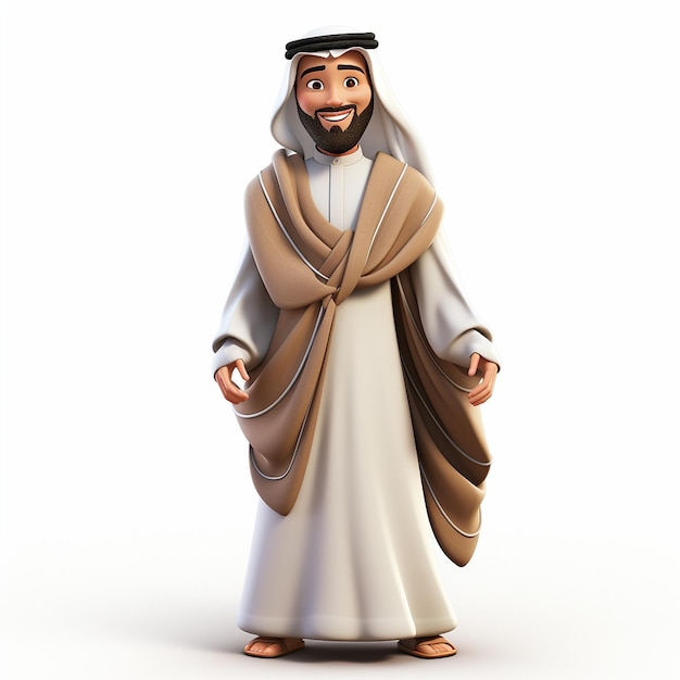 arab man cartoon character on White background