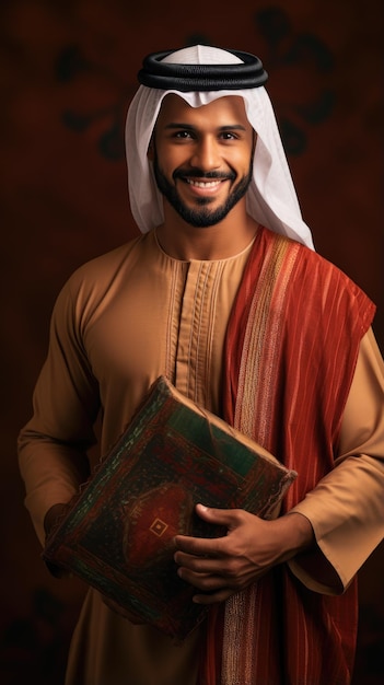 Arab man holding a box