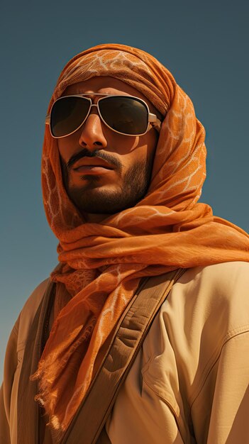 Photo arab man wearing desert goggle glasses