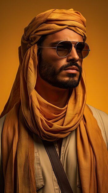 Photo arab man wearing desert goggle glasses