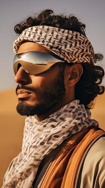 Arab man wearing desert goggle glasses