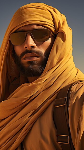 Arab man wearing desert goggle glasses