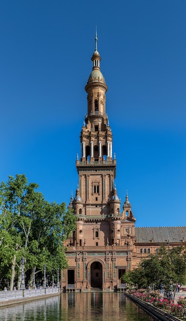 Arab and moorish style tower in plaza spain in seville