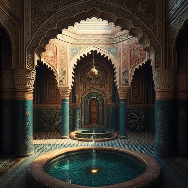 Arab Palace Harem Grand Hamam Hotel Luxe Oosterse interieurs Abstracte generatieve AI-illustratie