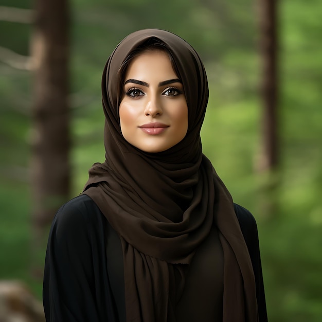 arab woman posing on forest background