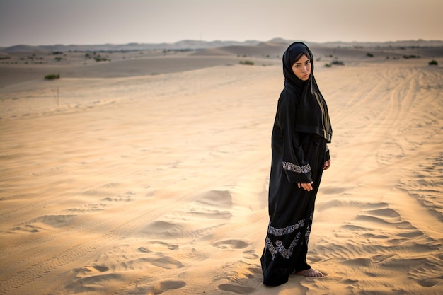 arab woman standing in the desert