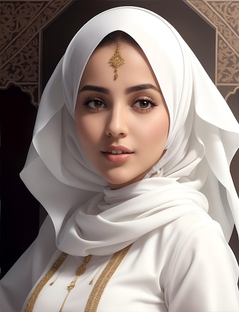 an arab woman with white outfit