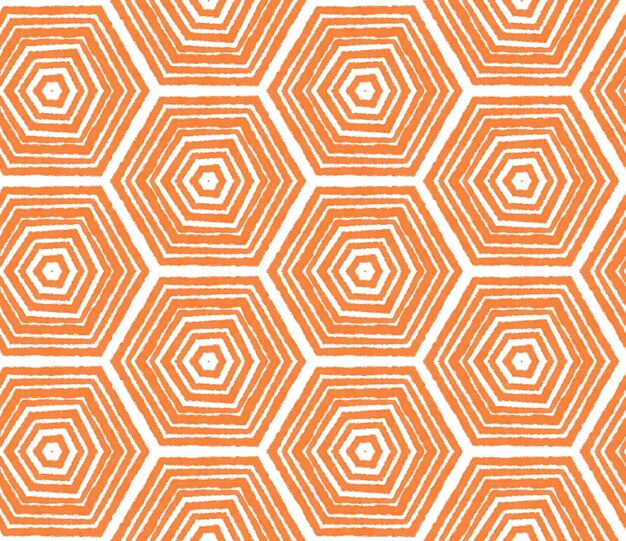 Arabesque hand drawn pattern Orange symmetrical