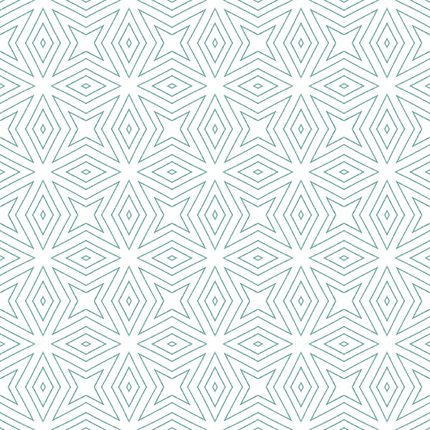 Arabesque hand drawn pattern. Turquoise symmetrical kaleidoscope background. Textile ready emotional print, swimwear fabric, wallpaper, wrapping. Oriental arabesque hand drawn design.