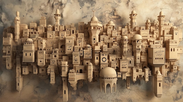Arabian Building Abstract Collage Art by Generative AI