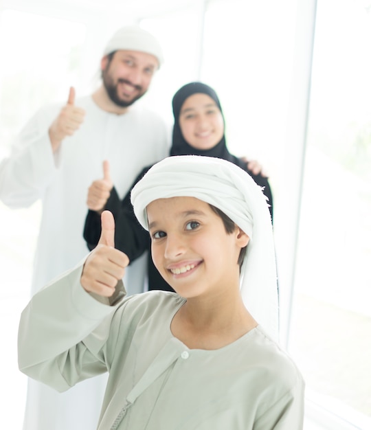 Arabian family posing together