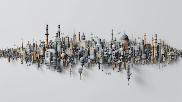아라비아 이슬람 추상 건축 콜라지는 Generative AI에 의해 예술적 창조