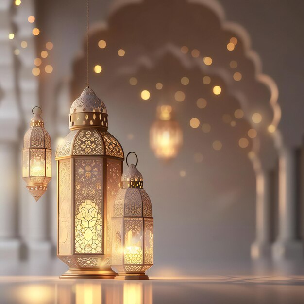 Arabian Luxury Clean 3d render Lanterns Lamp