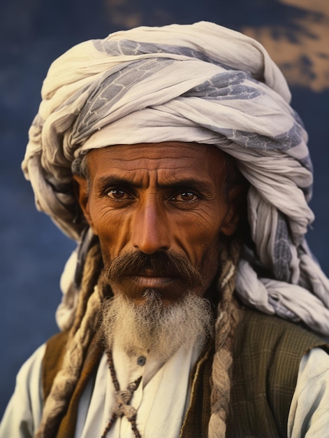 Arabian man from the early 1900s colored old photo