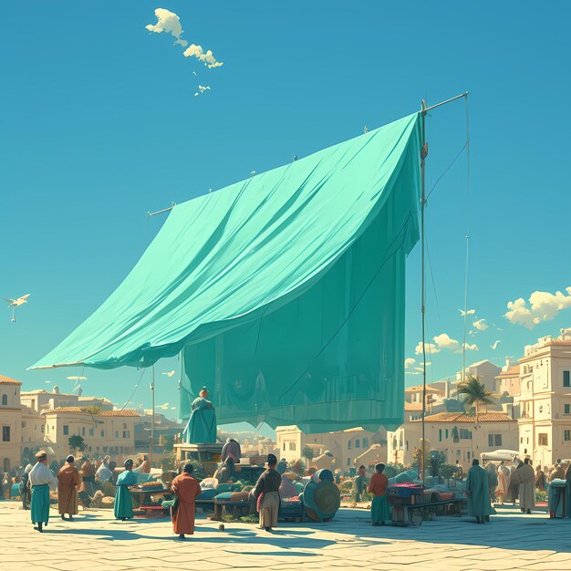 Photo arabian nights market scene colorful canopy