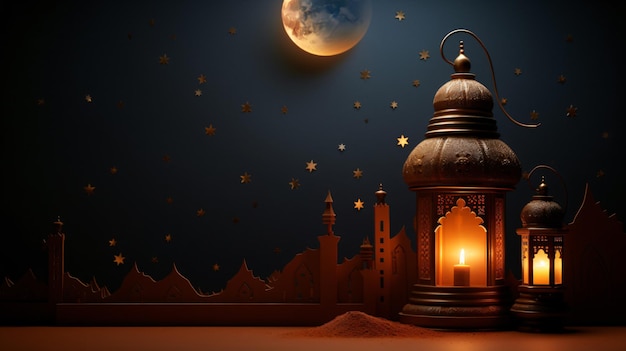 Arabian Sahara lantern and moon setup