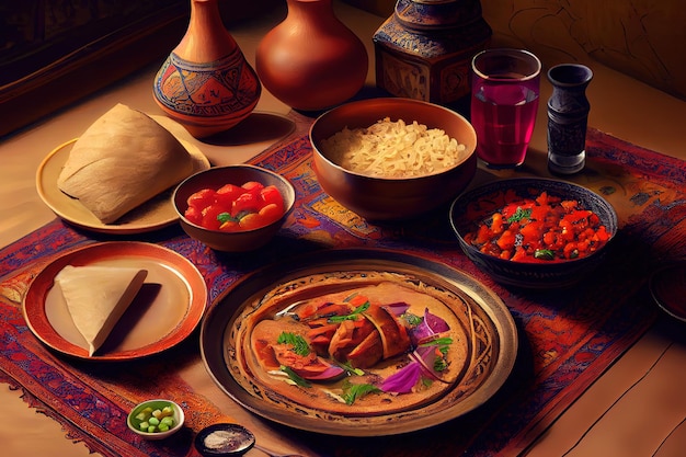 Фото Арабская и ближневосточная кухня generative ai