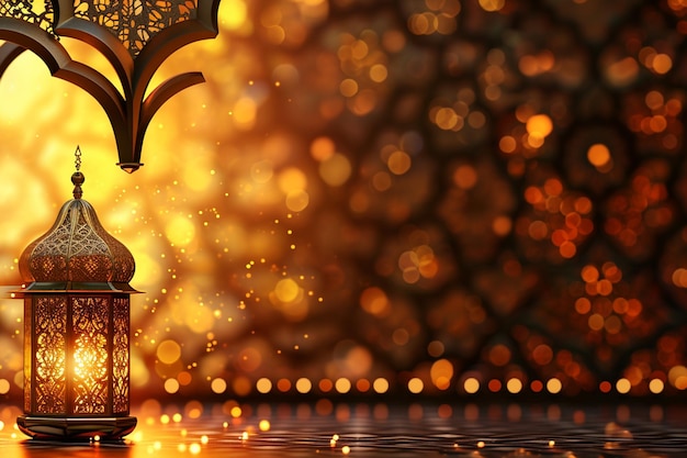 Арабский фон с золотыми огнями боке и звездами