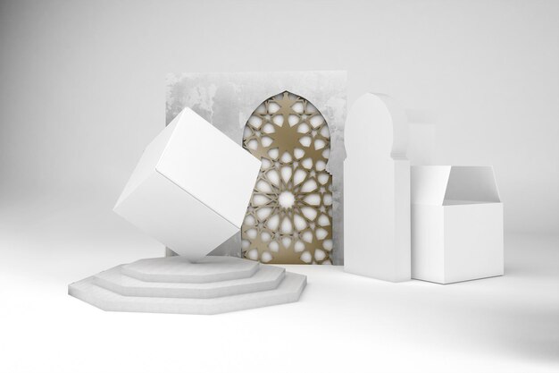 Arabic Boxes Perspective Side In White Background