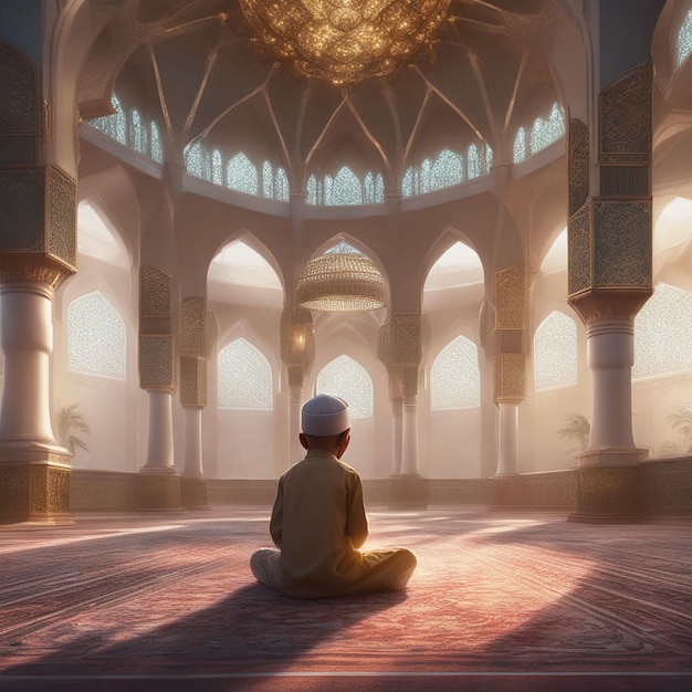 arabic boy in mosque ai image