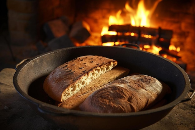 Photo arabic bread in traditional oven