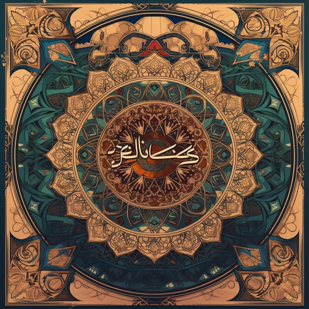 Photo arabic calligraphy on a stained glass panel with a floral design generative ai