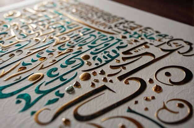 Photo arabic calligraphy of a verse from the quran on a white surface