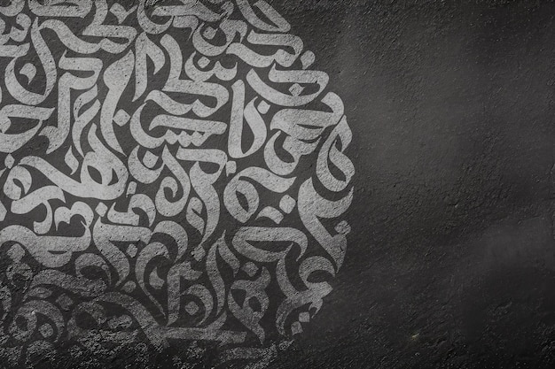 Arabic calligraphy wallpaper on a Black wall with a black interlocking background