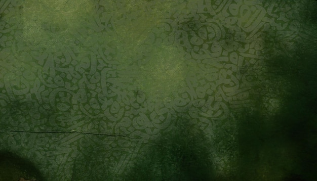 Arabic calligraphy wallpaper on a Green Old paper with a Green interlocking background