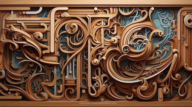 arabic calligraphy on a wooden wall in the style of sculptural abstraction