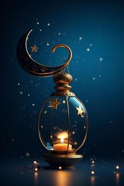 Arabic candle magic lamp with stars in background