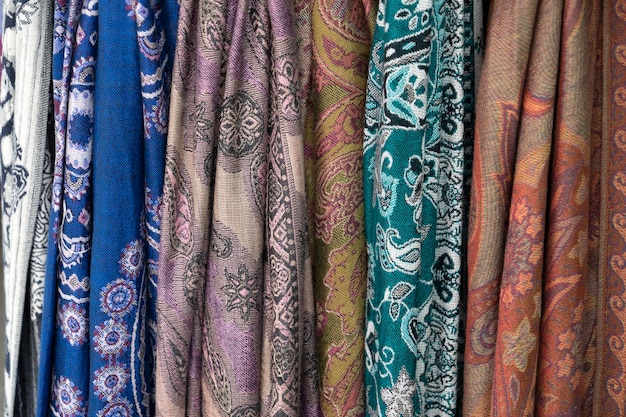 Arabic clothes fabric in a shop