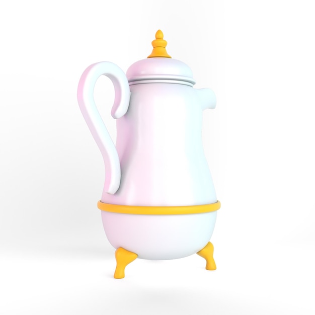 Arabic Coffee Pot Back Left Side In White Background