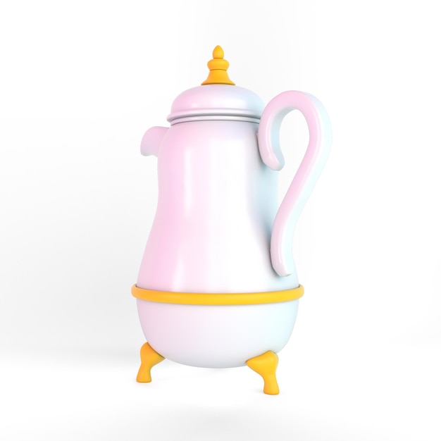 Arabic Coffee Pot Back Right Side In White Background