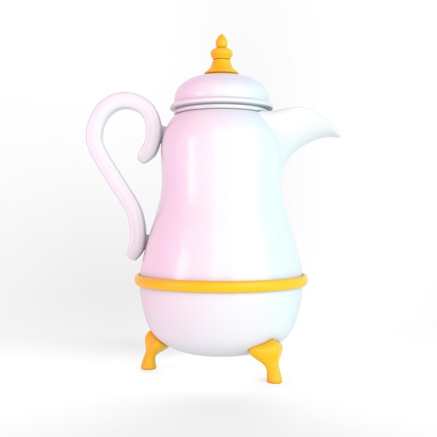 Arabic Coffee Pot Left View In White Background