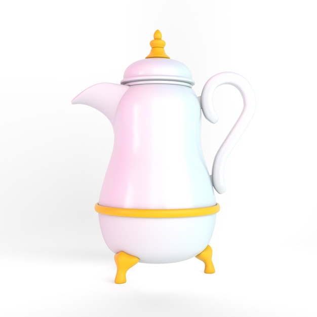 Arabic Coffee Pot Right View In White Background